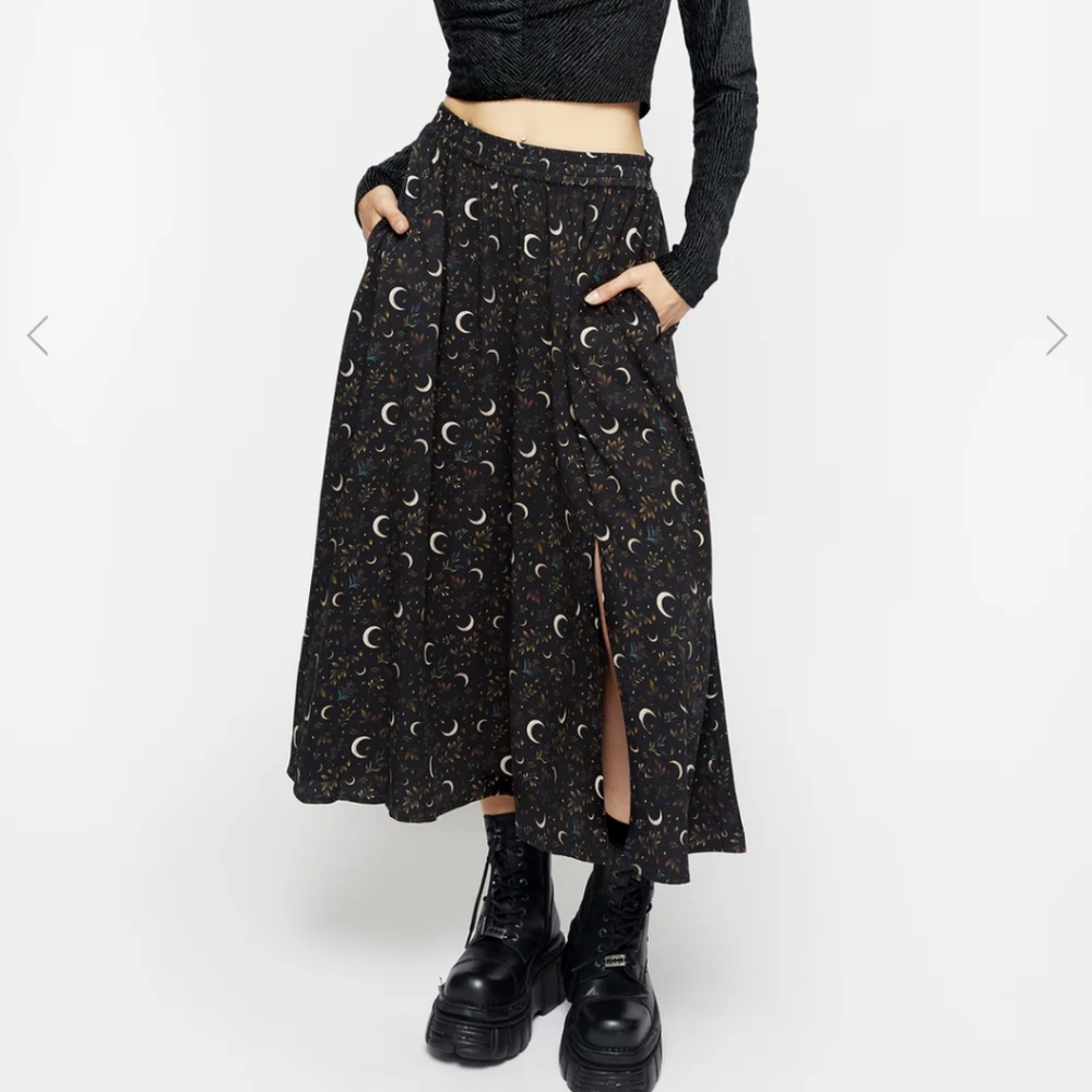 Disturbia Sickle Moon Side Split Midi Skirt Size 6